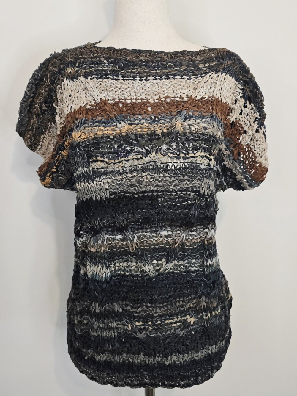 Vintage Handmade Woven Leather Boho Top Coastal Festival Artwear Westerncore - Picture 2 of 9